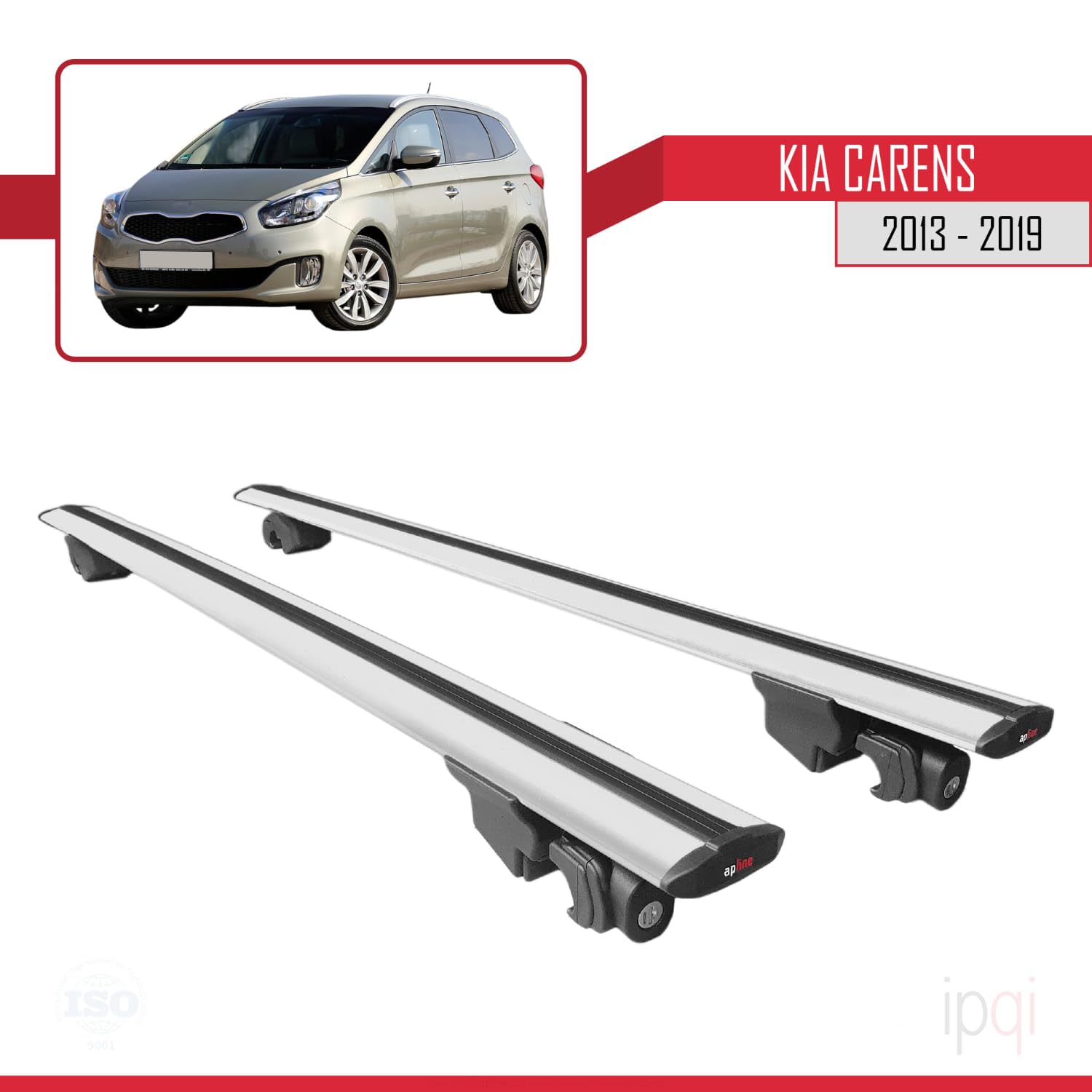 Compatible con Kia Carens 2013-2019 Hook Model Barras de Techo Auto Portaequipajes Barras Transversales Gris Aluminio 2 Barras