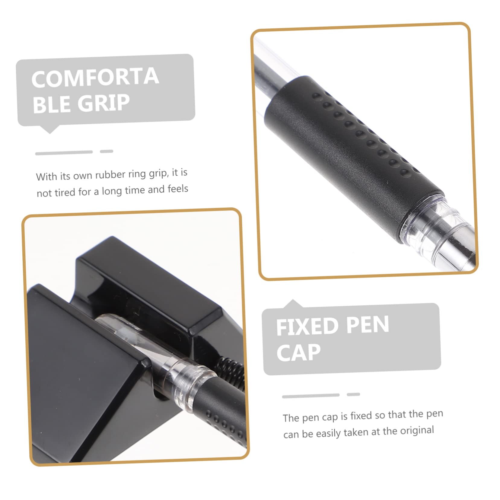 3 Set Di Penne A Sfera Da Tavolo Con Inchiostro Nero Per Ufficio Ergonomiche Con Fondo Adesivo A Prova Di Perdite 5 Pezzi*3