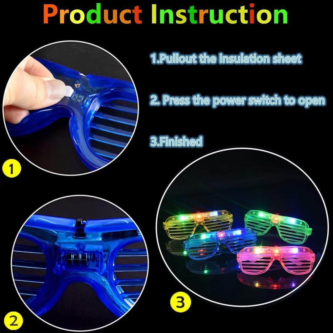 24 Pack Light Up Glasses Adults Led Glasses Glow In The Dark Party Supplies for Adults Party Favor