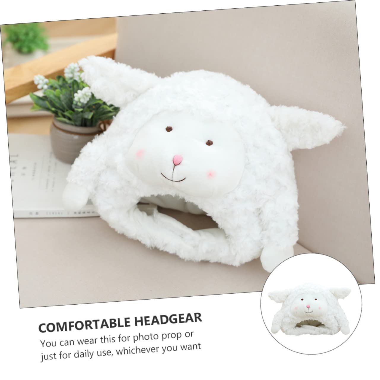 COLLBATH Sheep Headdress Hat Photo Prop for Children's Party Soft and Fashionable White
