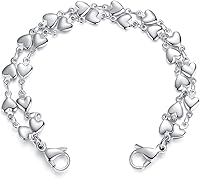 Vista 1 de LinnaLove Pulsera de alerta médica intercambiable de acero inoxidable con eslabones de corazón