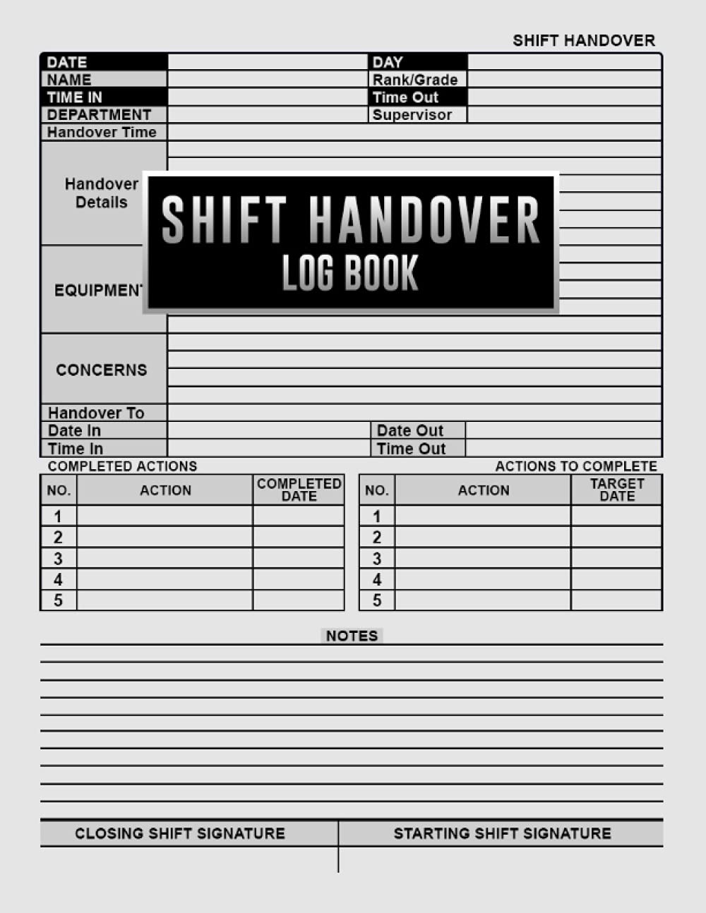 Buy Shift Handover Log book Shift Handover Organizer for Duty Daily