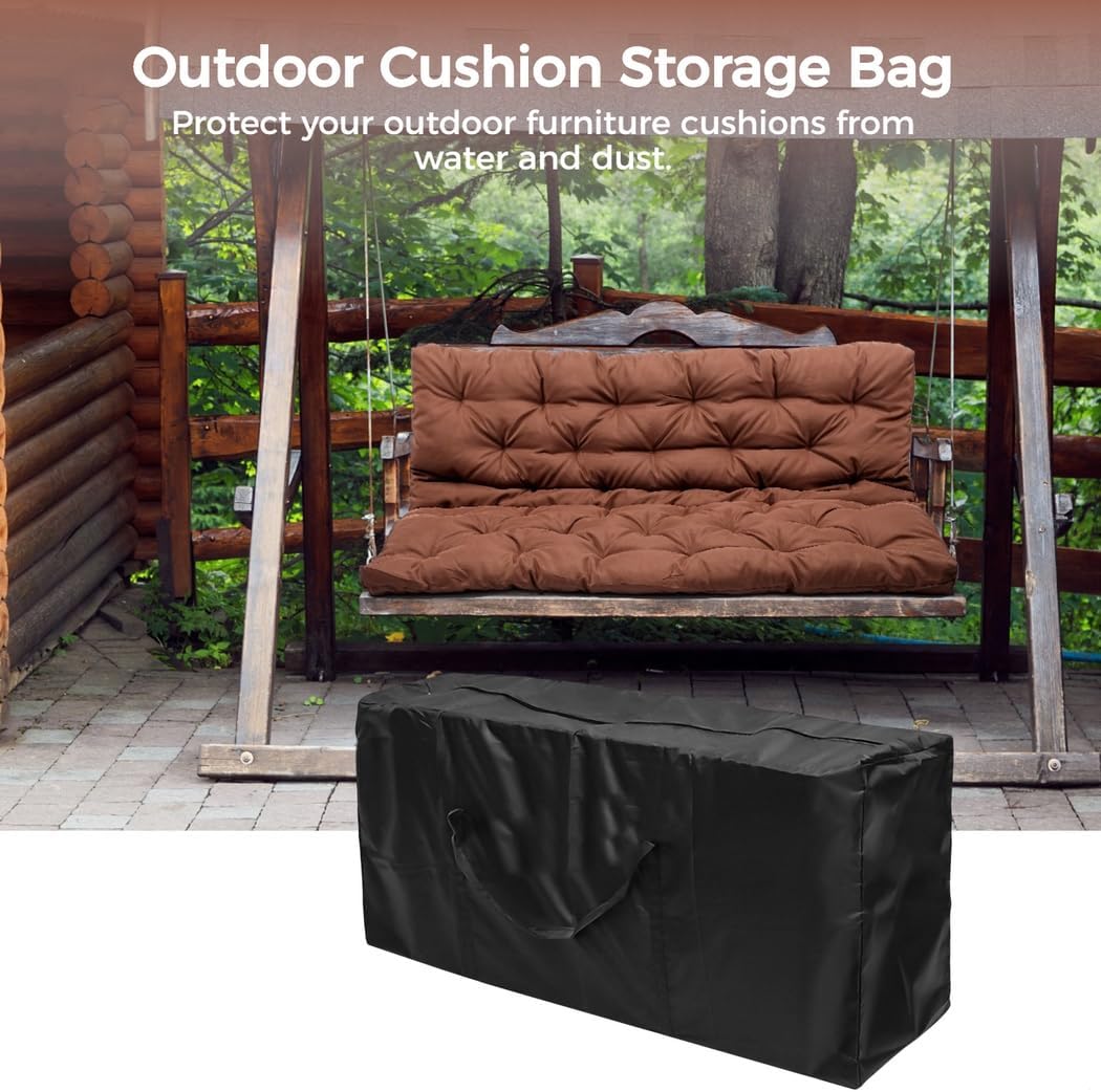 Foldable Waterproof Outdoor Cushion Storage Bag With Zipper, 68 Inch Patio Organizer For Tent And Furniture, Dust Cover With Handles