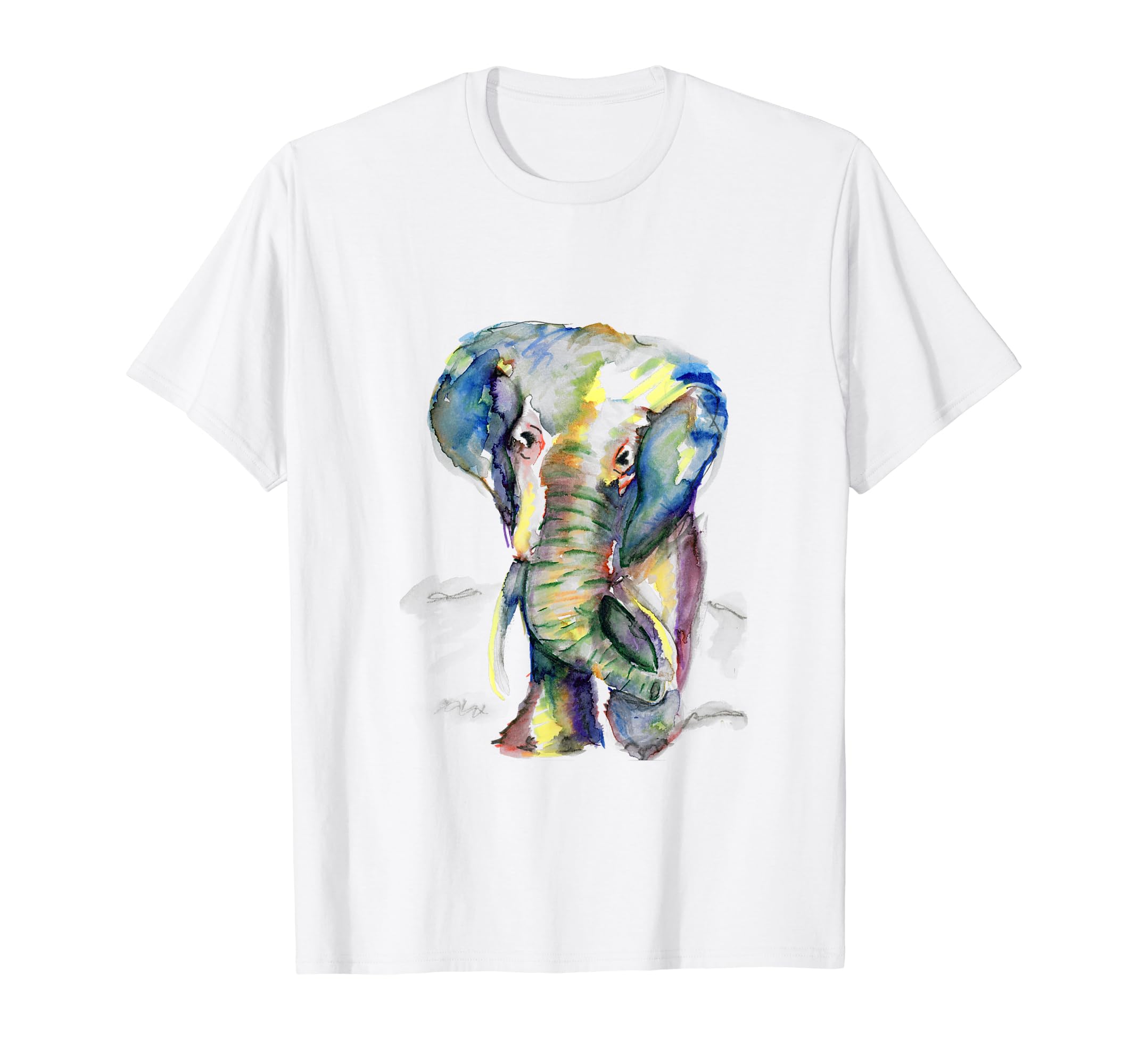 Colorful Watercolor Animal ArtElephant Lover Animal White Colorful Painting Gift T-ShirtOEKO-TEX STANDARD 100