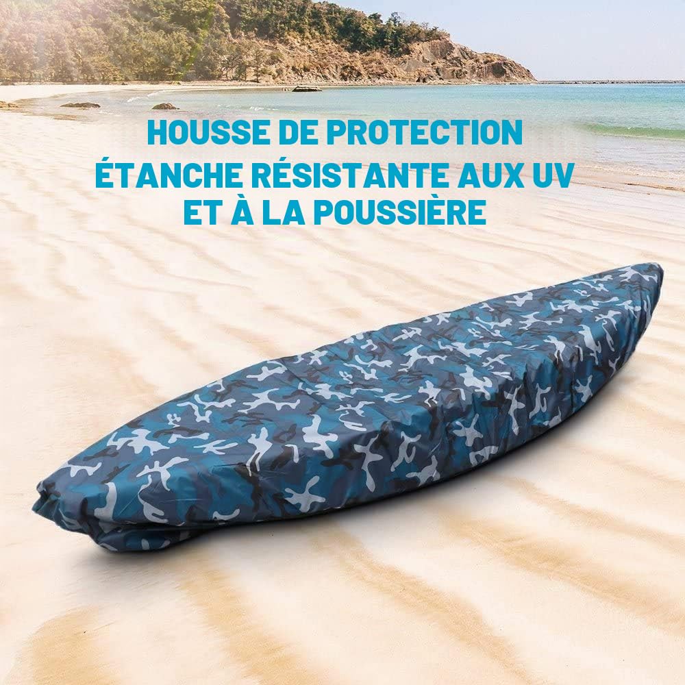 Housse de Rangement en Kayak 4,5 m Bateau Couverture Canoë Imperméable et Contre Soleil Universelle pour 3,6-4 m Kayaks Bateau