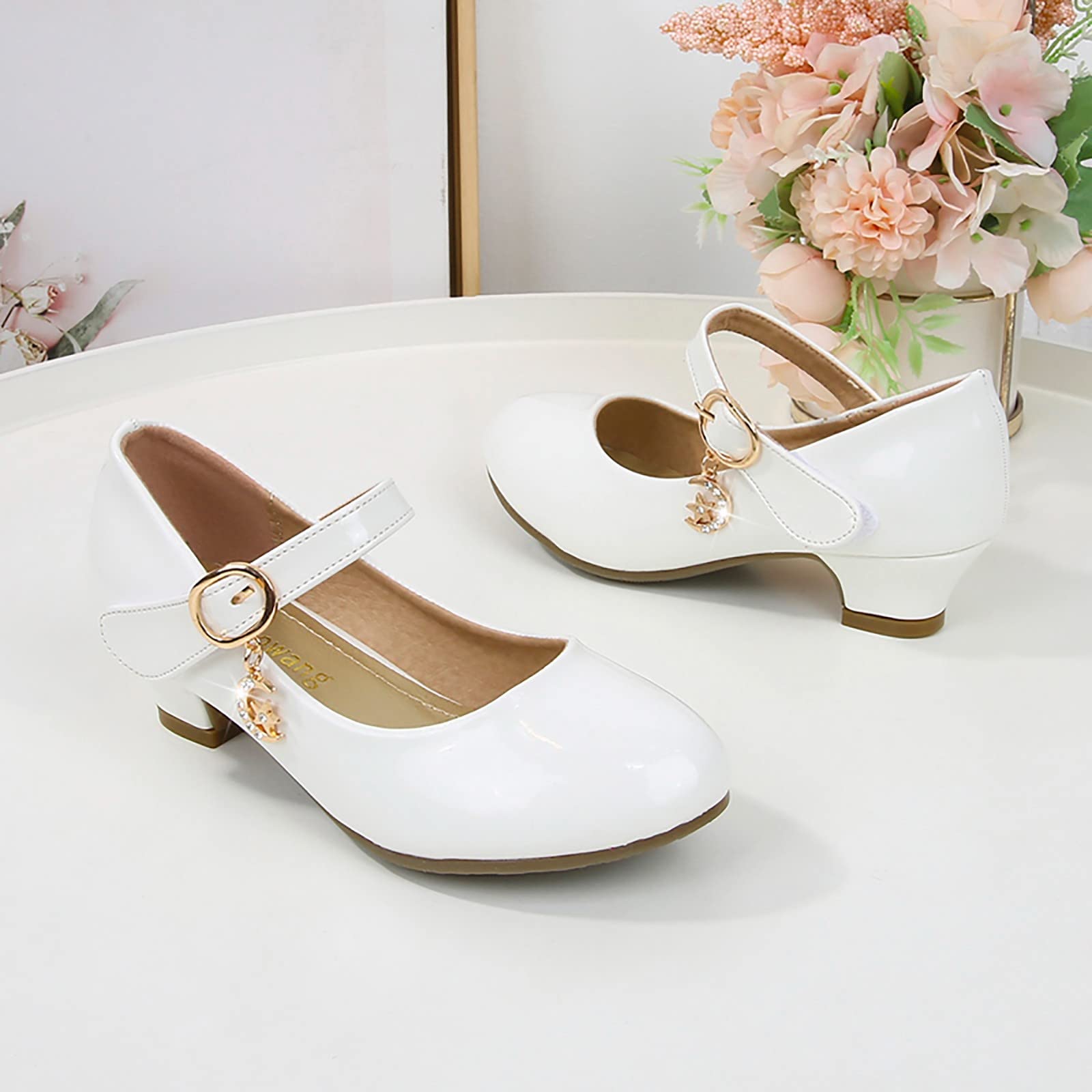 Mary Jane Chaussures à talons hauts pour fille - Couleur unie - Élégantes - Chaussures de fête - Chaussures de mariage - Chaussures de costume basiques - Chaussures de soirée - Tailles EU 26 à 38