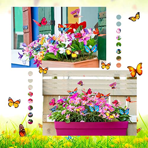 Geelin 150 Pcs Colorful Butterfly Stakes Decorative Waterproof Butterfly Garden Stake Decor 3D Butterfly Party Supplies Yard Stakes For Fairy Garden Patio Lawn Ornaments Party Plant Pot Decorations #TOP6