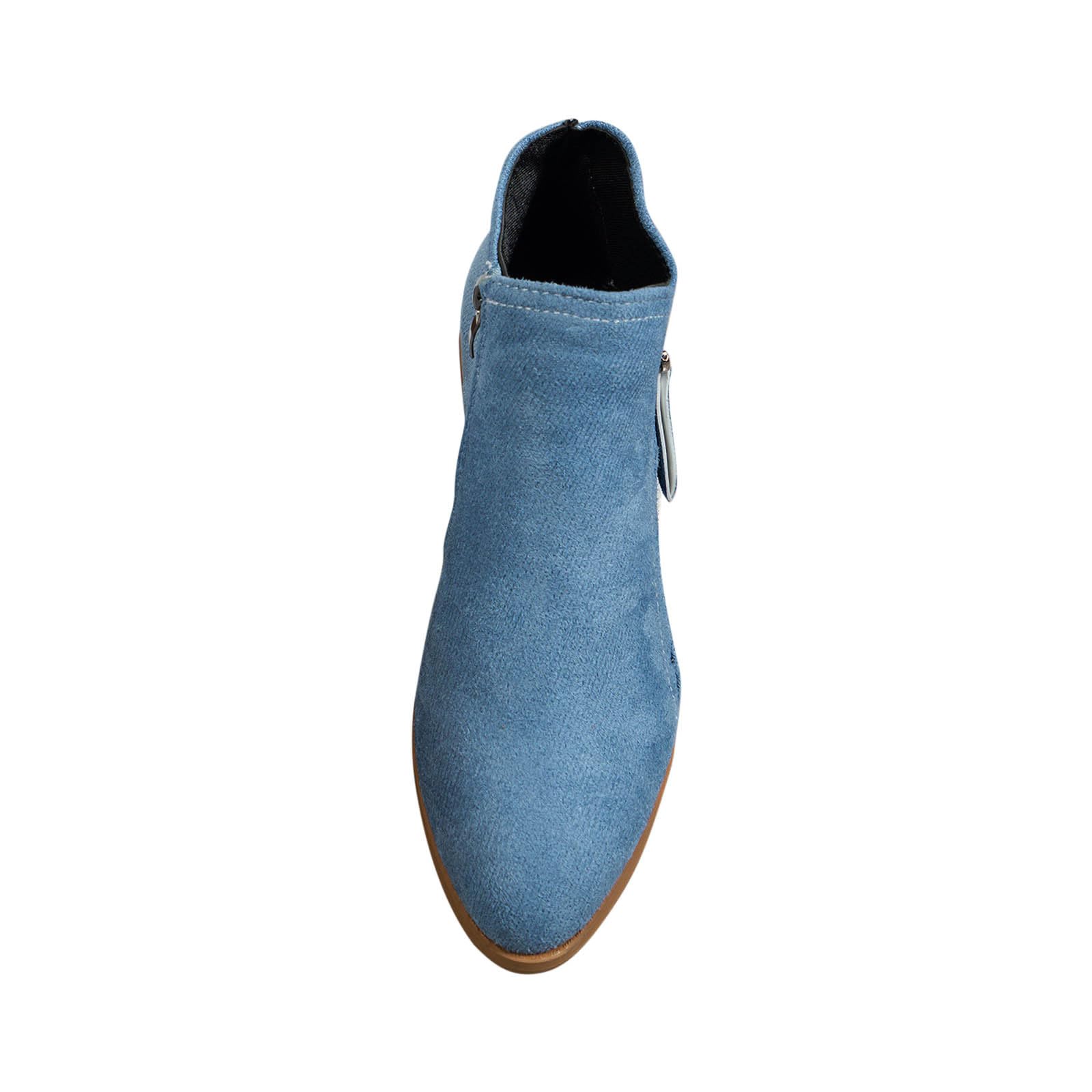 Bottines Chelsea en daim pour femme - Bout pointu - Talon bas et épais - Fermeture éclair latérale - Décontractées - Élégantes et confortables - Bottes western pour la marche en plein air