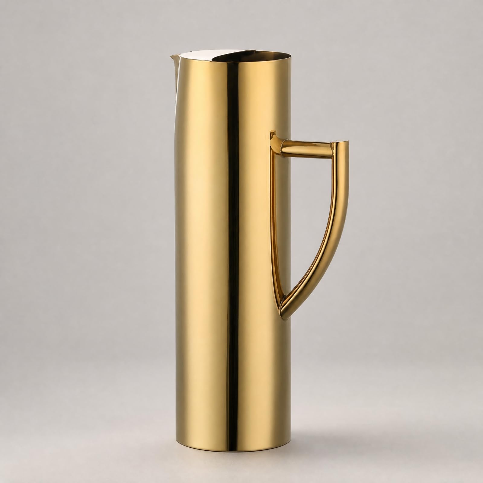 Brocca Cilindrica in Acciaio Inox a Versamento Facile Brocca con Finitura Pratica da Usare con Beccuccio Piatto per Bar, Ristorante, 1L