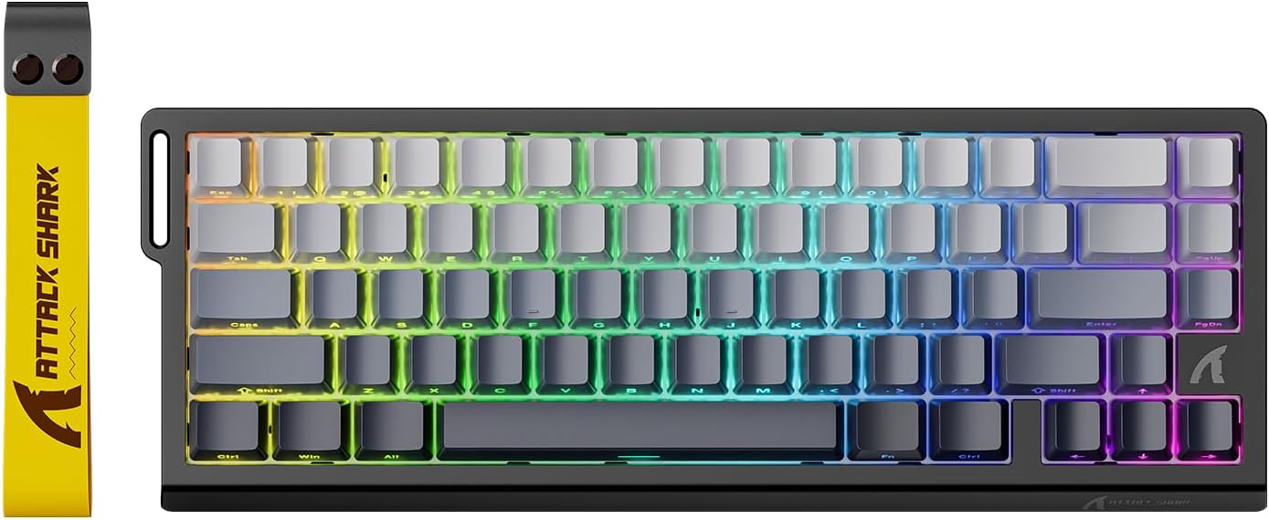 ATTACK SHARK X68HE Rapid Trigger Mechanical Gaming Keyboard 60% Wired TKL with Adjustable Actuation,Hall Effect Magnetic Switch,8KHz Polling Rate,RGB Backlit,Top Mount,Side Printed Keycap(Moonlight)