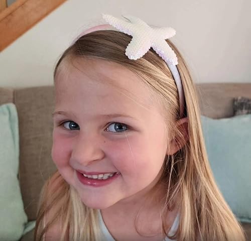 Miniatura 8 de JIAHANG Juego de diademas y clips intercambiables para bebé niña, diadema de lentejuelas con diseño de sirena y estrella de mar, accesorios para el