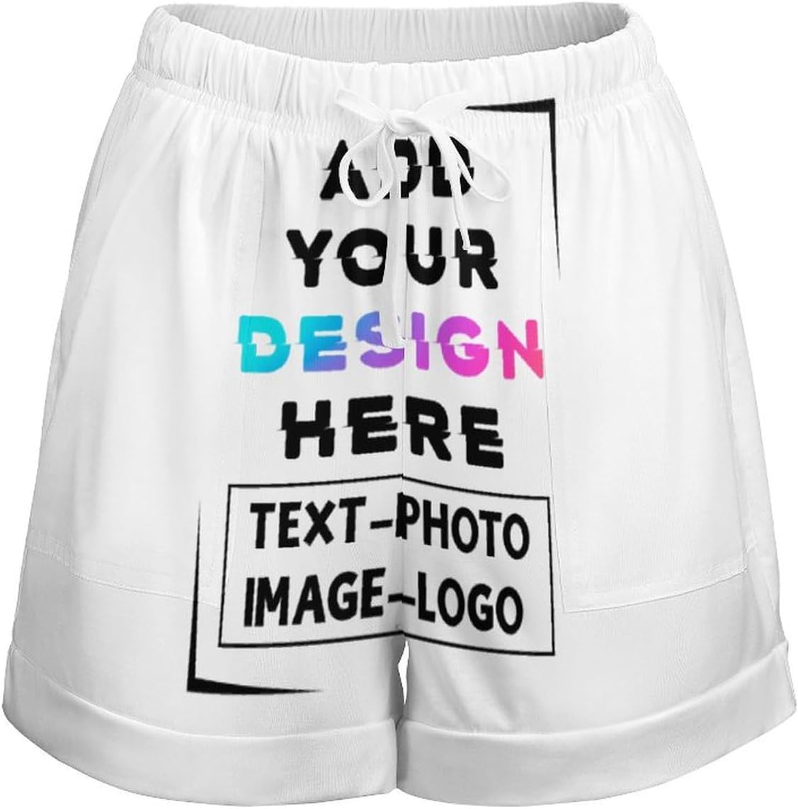 Custom Women Girls High Waist Loose Shorts Add Your Own Image and Text Design Personalized Birthday Gifts