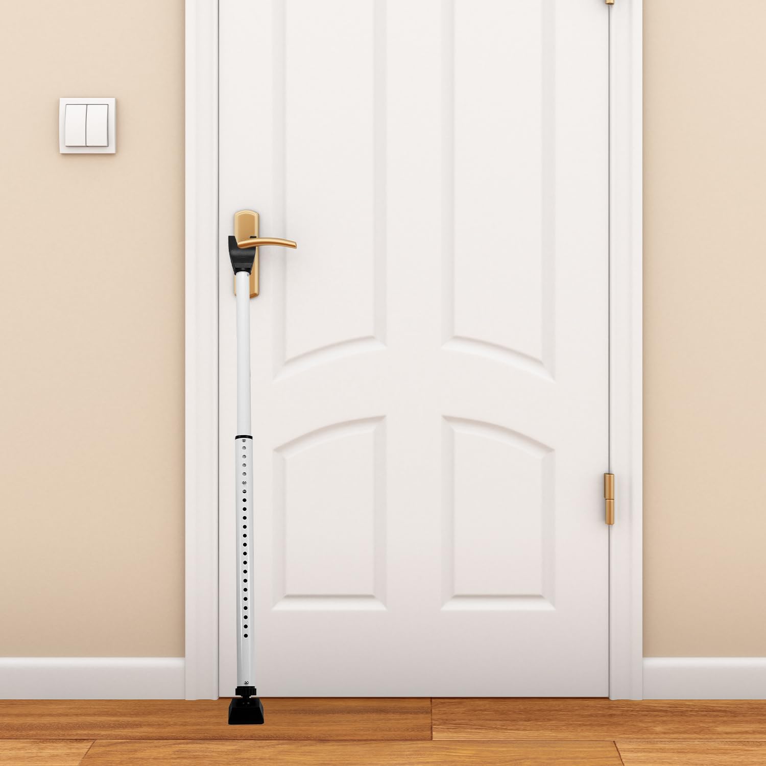 QWORK® Barre de Securite Porte, 73-115 cm Barre de Sécurité Réglable, Barre Télescopique Anti-effraction, pour Maisons de Location, Hôtels, Chambres