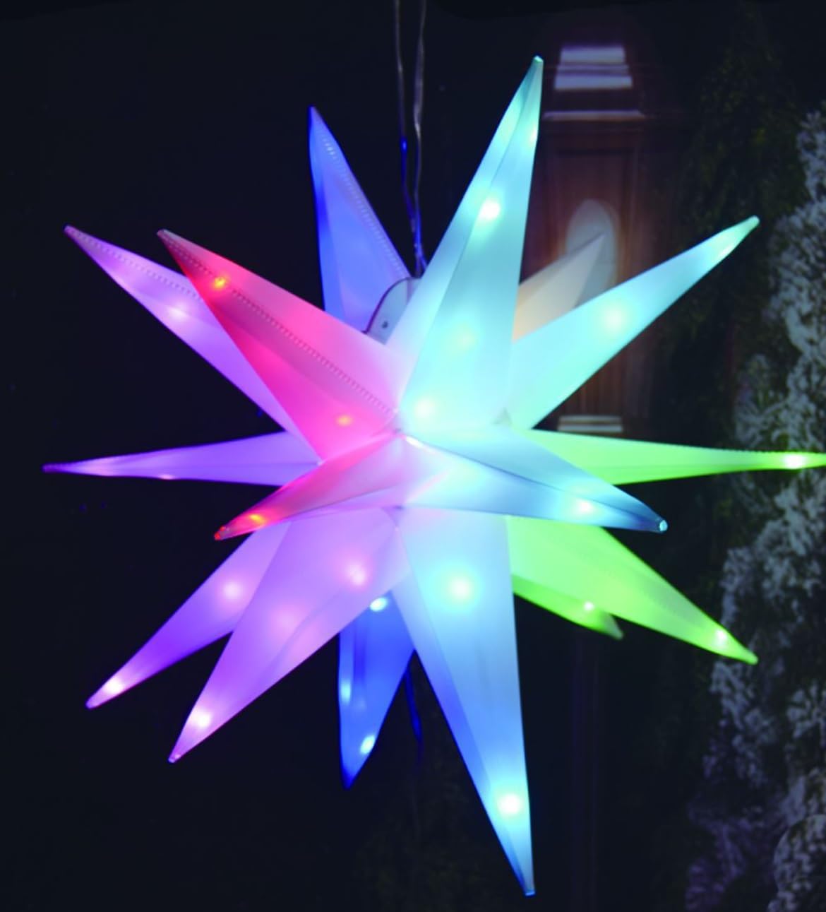 Stella Luminosa 3D RGB 60cm gestibile daTelecomando e App Bluetooth IP44 31V Luci per Esterni e Interni, Effetti Musicali, Decorazioni Natalizie Balconi e Puntale Albero
