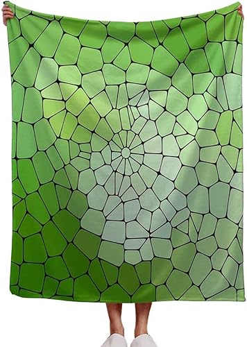 Manta muy suave con mosaico verde, decoración de mosaico retro, manta para cama, dormitorio, artículos esenciales de 30 x 40 pulgadas