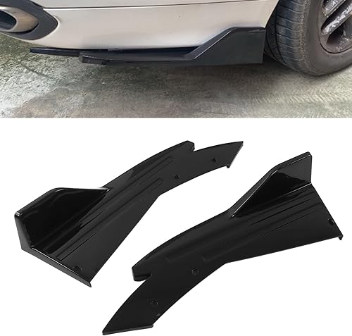 Miniatura 2 de Fydun 2 unids brillante negro coche parachoques trasero canard labio lateral falda divisor alerón universal