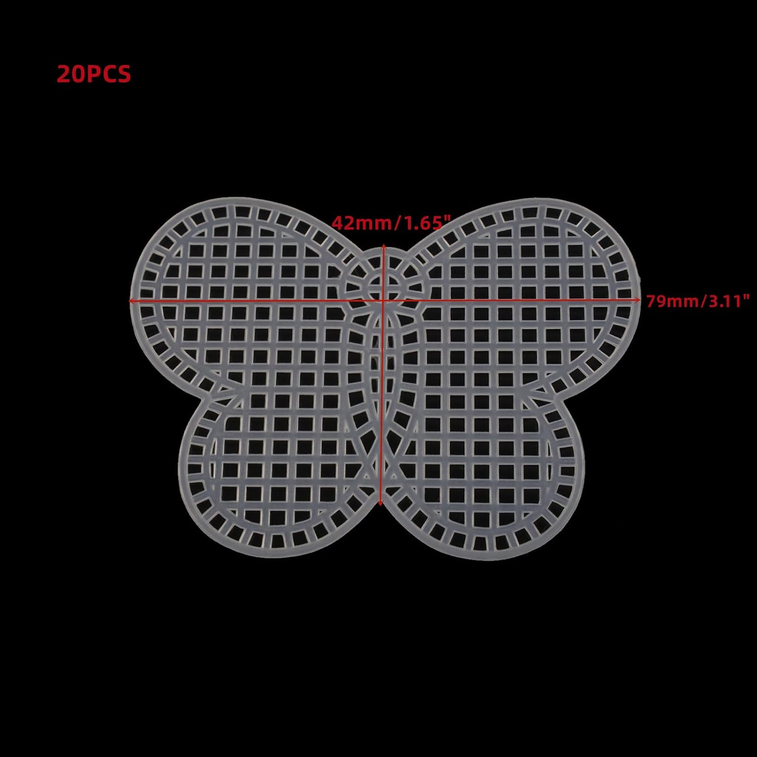 WDONAY 20PCS White Plastic Mesh Canvas Butterfly Shape Plastic Mesh Sheet Art Craft Plastic Canvas Mesh for Cross Stitching