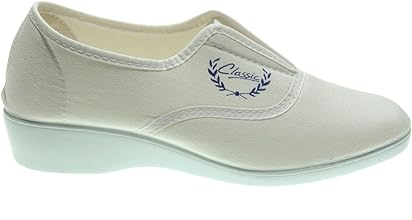 Zapatilla Deportiva Aerobic Lona Mujer Cuña 38Cm Ajuste Elástico Empeine Piso Goma Antidelizante1