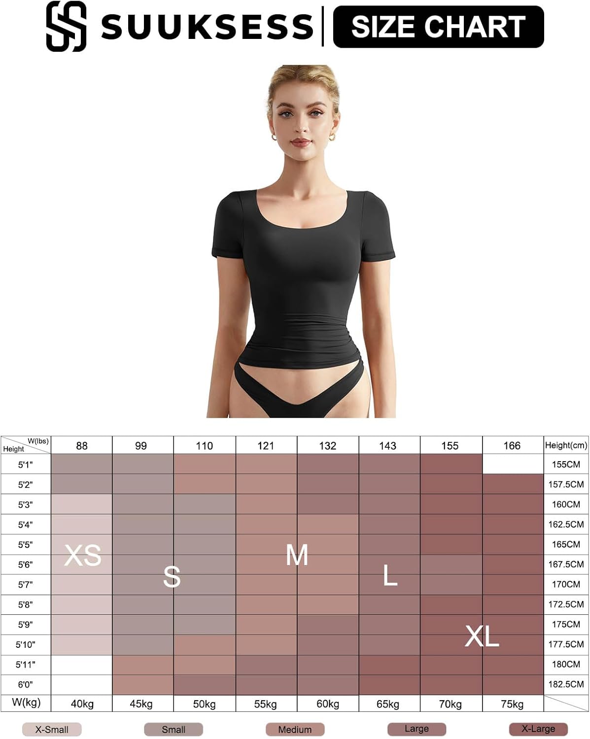SUUKSESS Women Double Lined Fitted Basic Tee Scoop Neck Short Sleeve Y2K Crop Top - Image 6