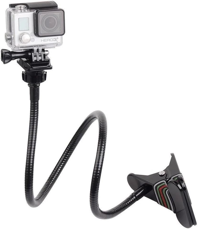 Flexible Adjustable Clamp Mount Jaws Clip Arm Neck Tripod with 27.5" Gooseneck Extension and Mount Holder Adapter Screw for GoPro HD Hero 4 3+ 3 2 1 Camera Accessories