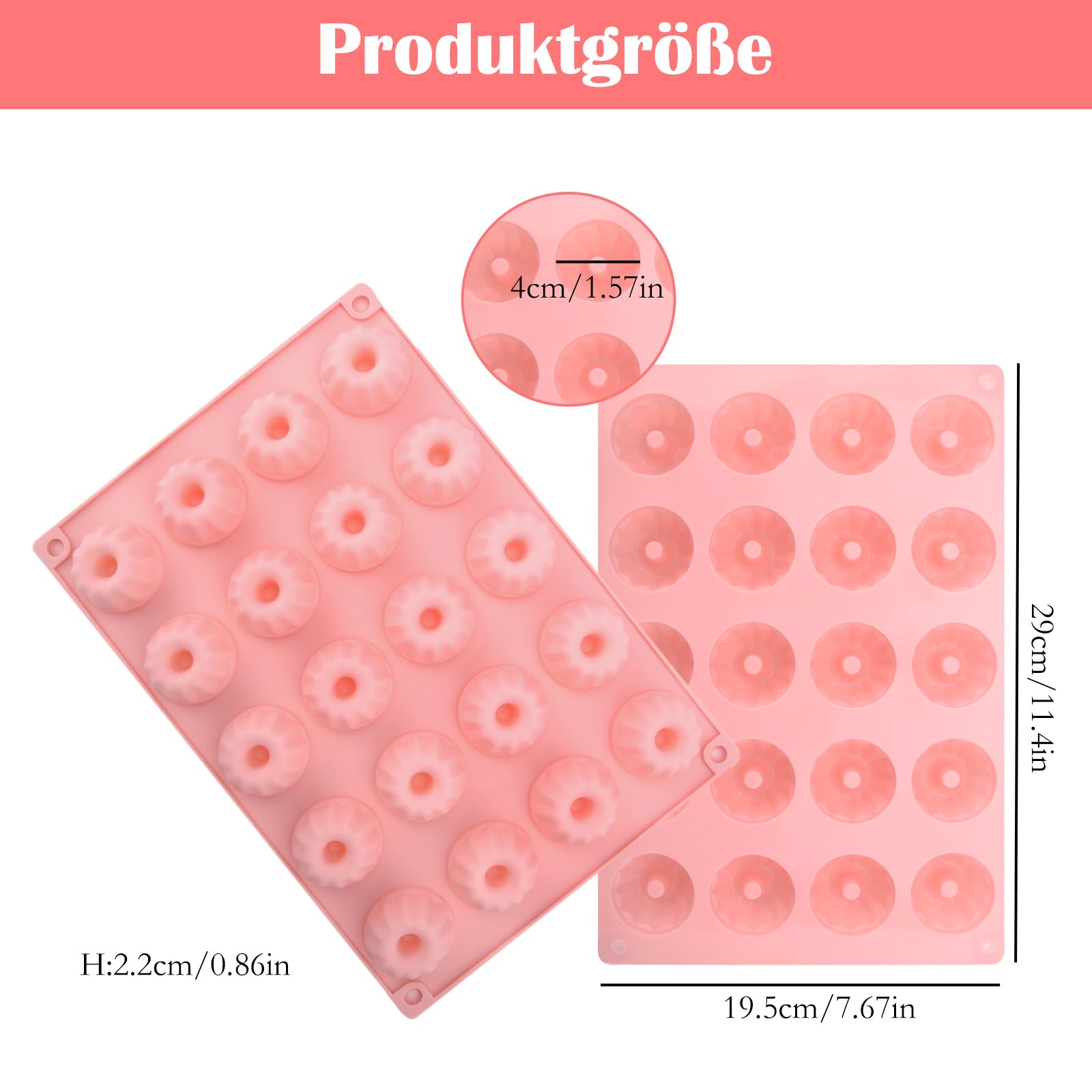 Stampini Silicone Per Mini Ciambelle - 2 Pezzi, 29.8x19.9cm, Per Dolci E Gelati