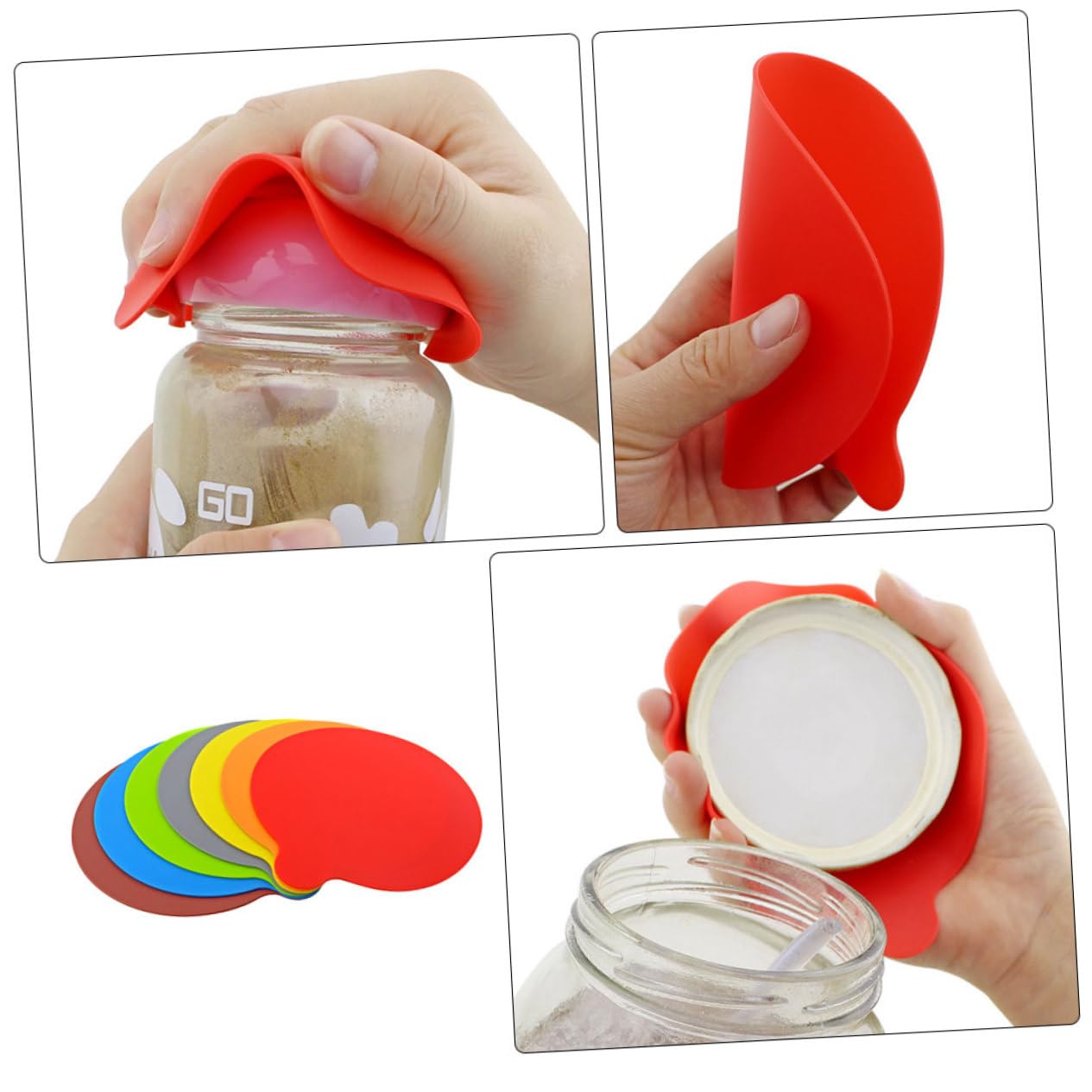 Cabilock 5 Sätze 5 Sets Flaschenöffnungsmatte Griff Glasöffner Pad Flaschenöffner Greifer Pad Dosenöffner Griffpolster Öffnermatten Pads Flaschendeckel Öffner Pads 7 Stück * 5