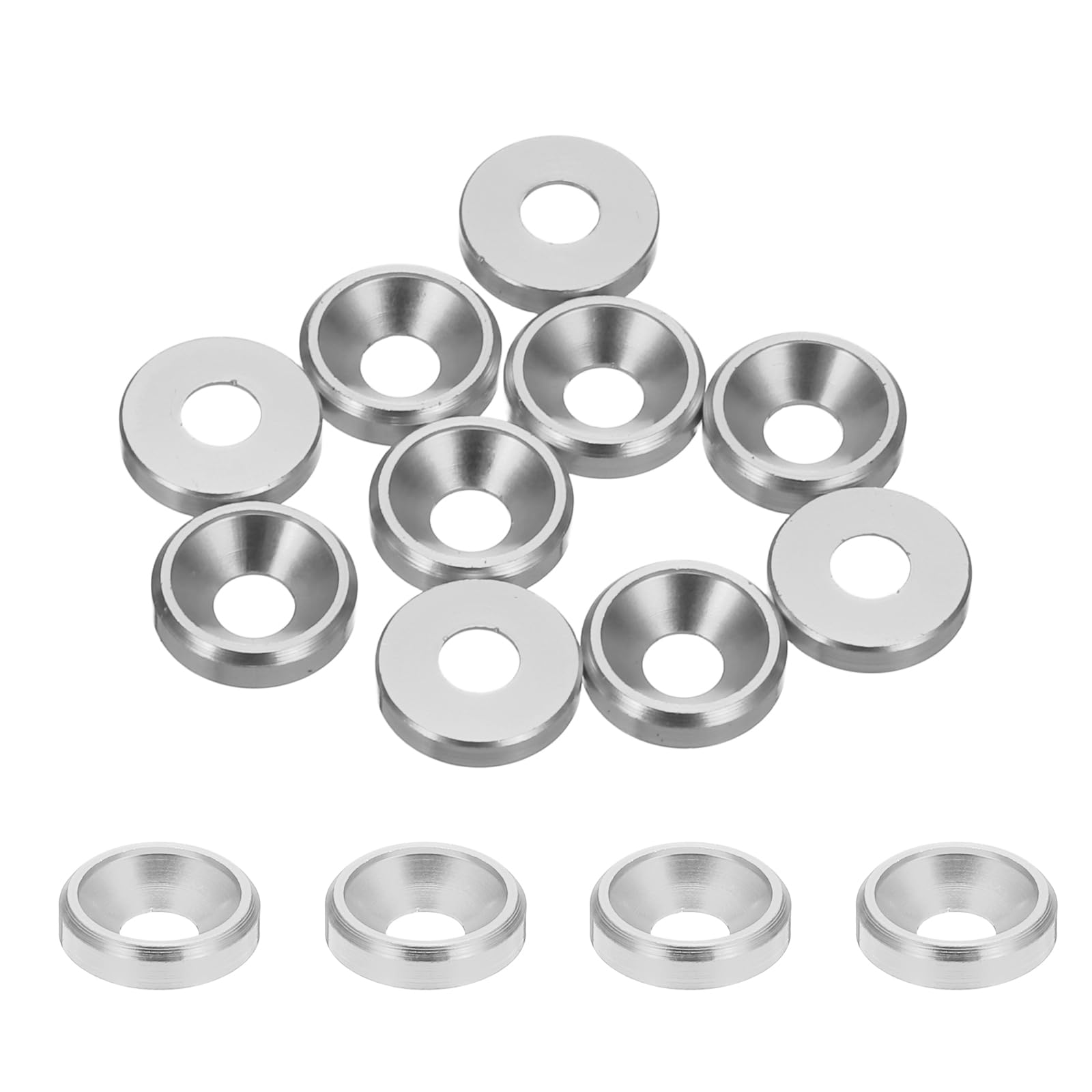 sourcing map 10pcs M3 Counterbore Washers, 8mm/0.31inch Anodized Aluminum Alloy, Head Gaskets for Screw RC/FPV/PC/Drone Accessories Parts, Silver โ image 1