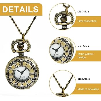 Orologio Da Tasca Vintage In Lega - Movimento Al Quarzo Con Catena E Scatola Regalo