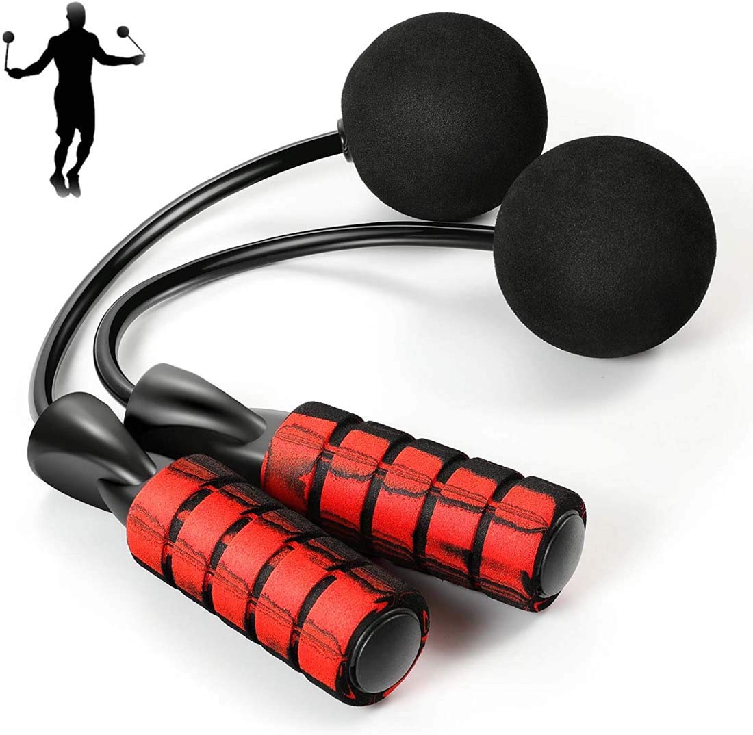 DELFINO Ropeless Jump Rope, DELFINO Cordless Jump Rope with Two Balls, Weighted Ropeless Jump Rope, Tangle-Free Rapid Speed Cordless Indoor Jump Rope for Fitness, Suitable for You and Your Kids