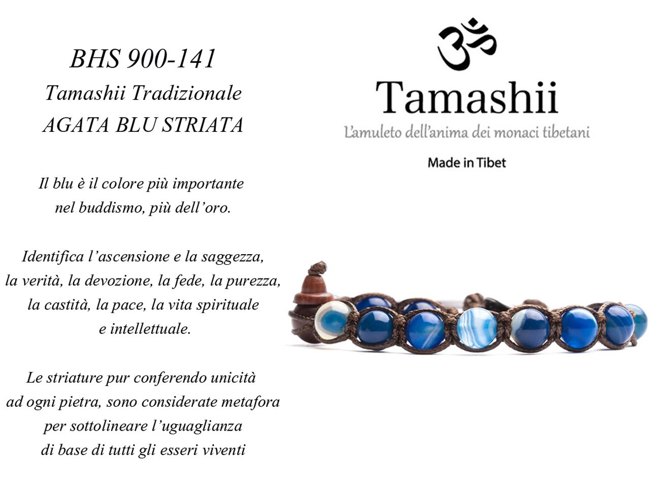 TAMASHII Bracciale Tibetano in Agata Blu Striata BHS900-141