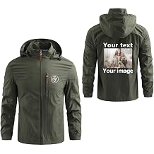 Personalised Rain Jacket Men Waterproof Jacket Custom Windbreaker Lightweight Hooded Raincoat for Daily Casual Coat