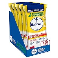 Napisan Salviette Disinfettanti Sgrassanti al Limone, Confezione da 5 Pacchi x 80