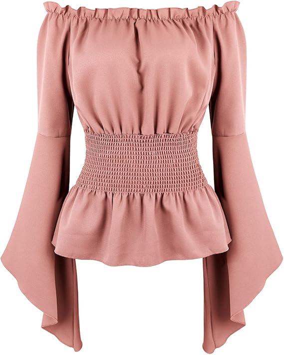 Womens Long Sleeve Off The Shoulder Tops Renaissance Pirate Shirt Gothic Peasant  Blouse Summer Smocked Boho Top : Amazon.ca: Clothing, Shoes u0026 Accessories