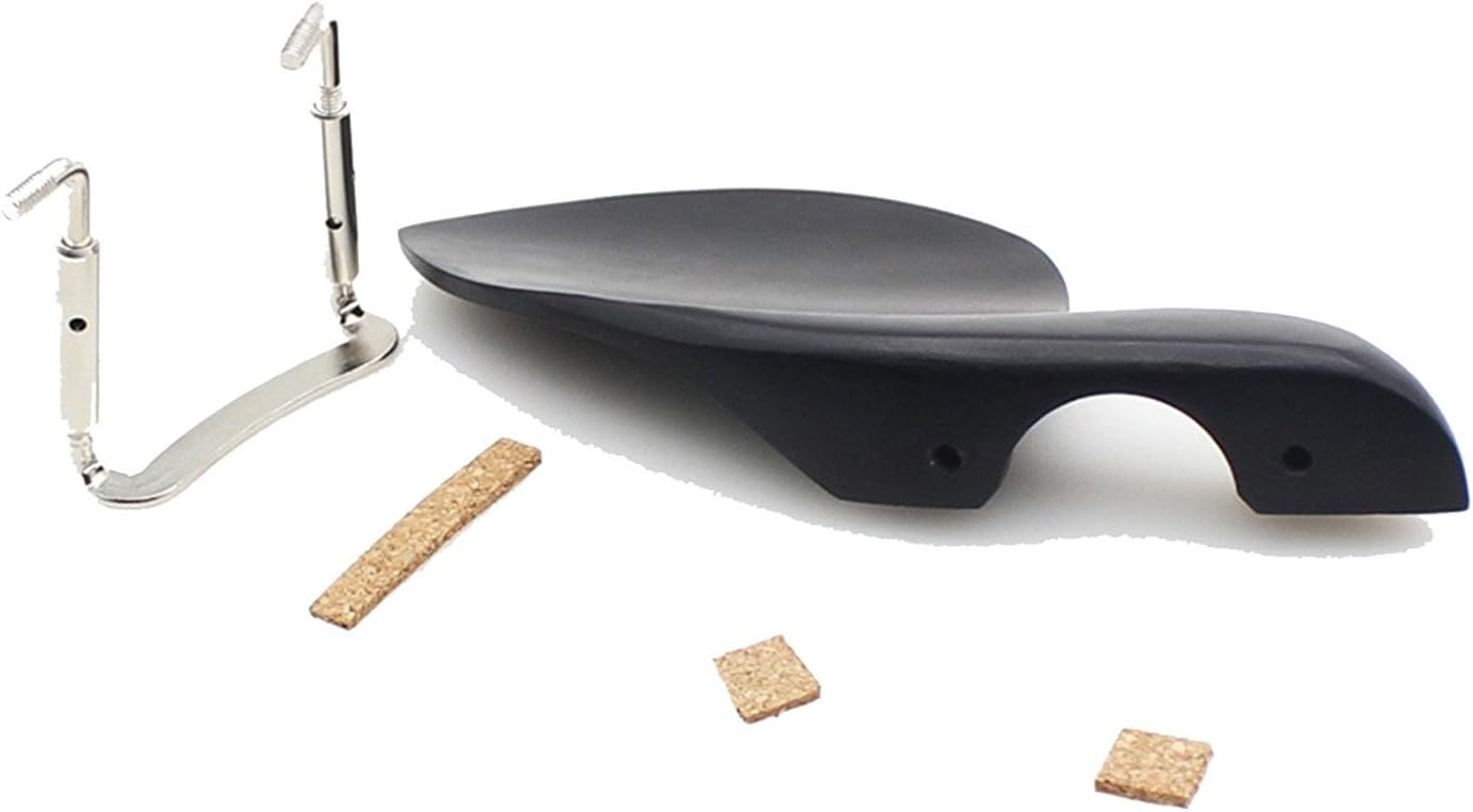 Black 4/4 Violin Chinrest with Screw & Cork, Ebony with Standard Bracket