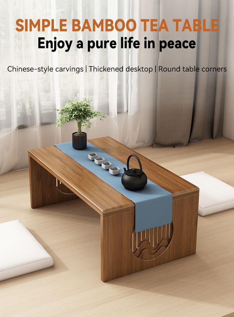 Japanese Folding Coffee Table Low Floor Table No Assembly 31.5 Inch
