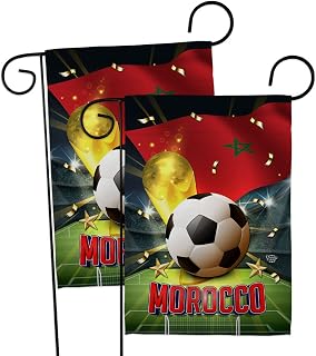 FIFA World Cup Morocco 2 Pcs Banner Room Wall Art Flag Patio Lawn Garden Outdoor Decorations Indoor Tapestry Yard Signs Team Qatar Trophy Soccer Game Football Gifts, Made in USA
