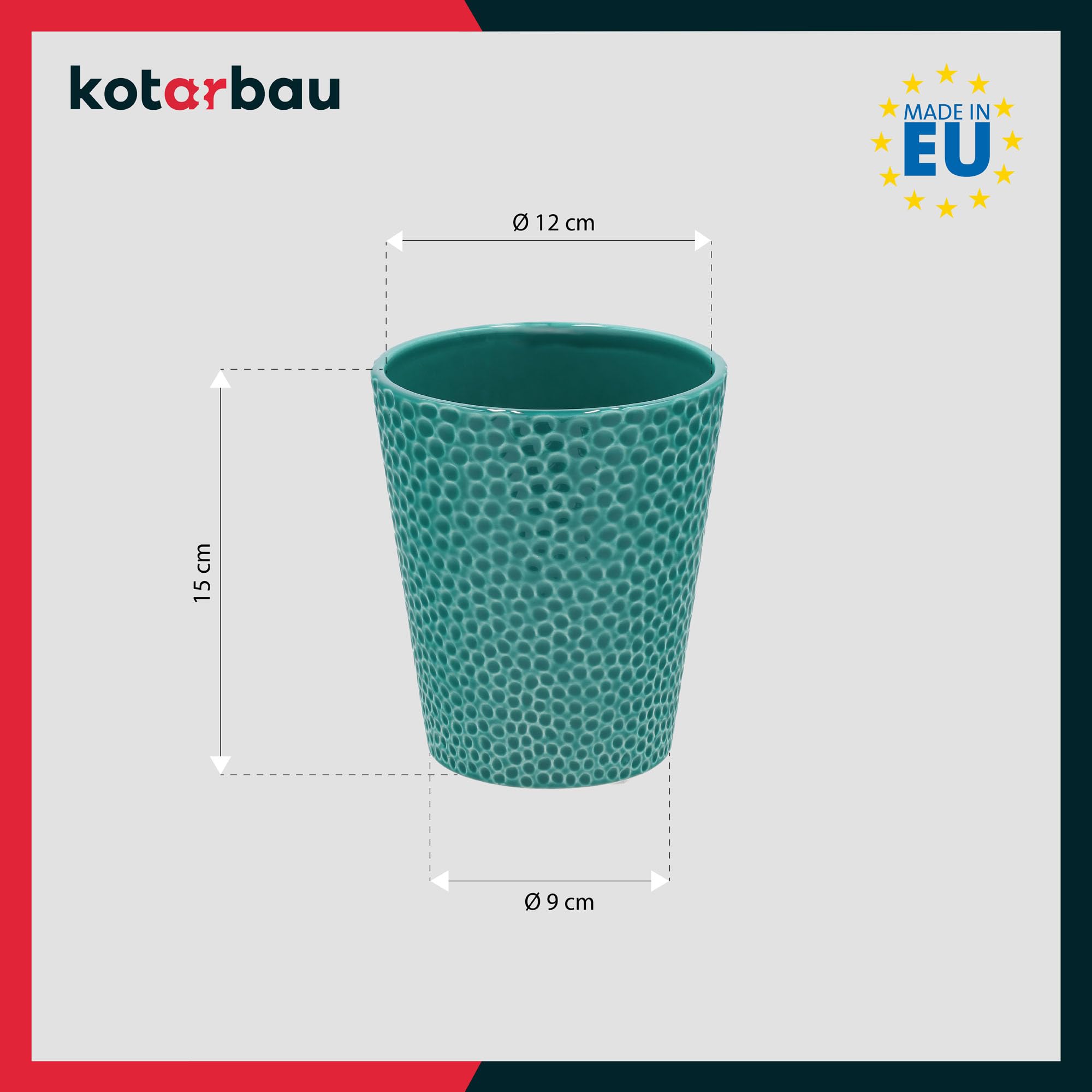 KOTARBAU® 2 szt. Donica Turkusowa ⌀ 12 cm x 15 cm Doniczka Ceramiczna Szkliwiona Doniczka na Storczyki i inne Rośliny Osłonka na Kwiaty