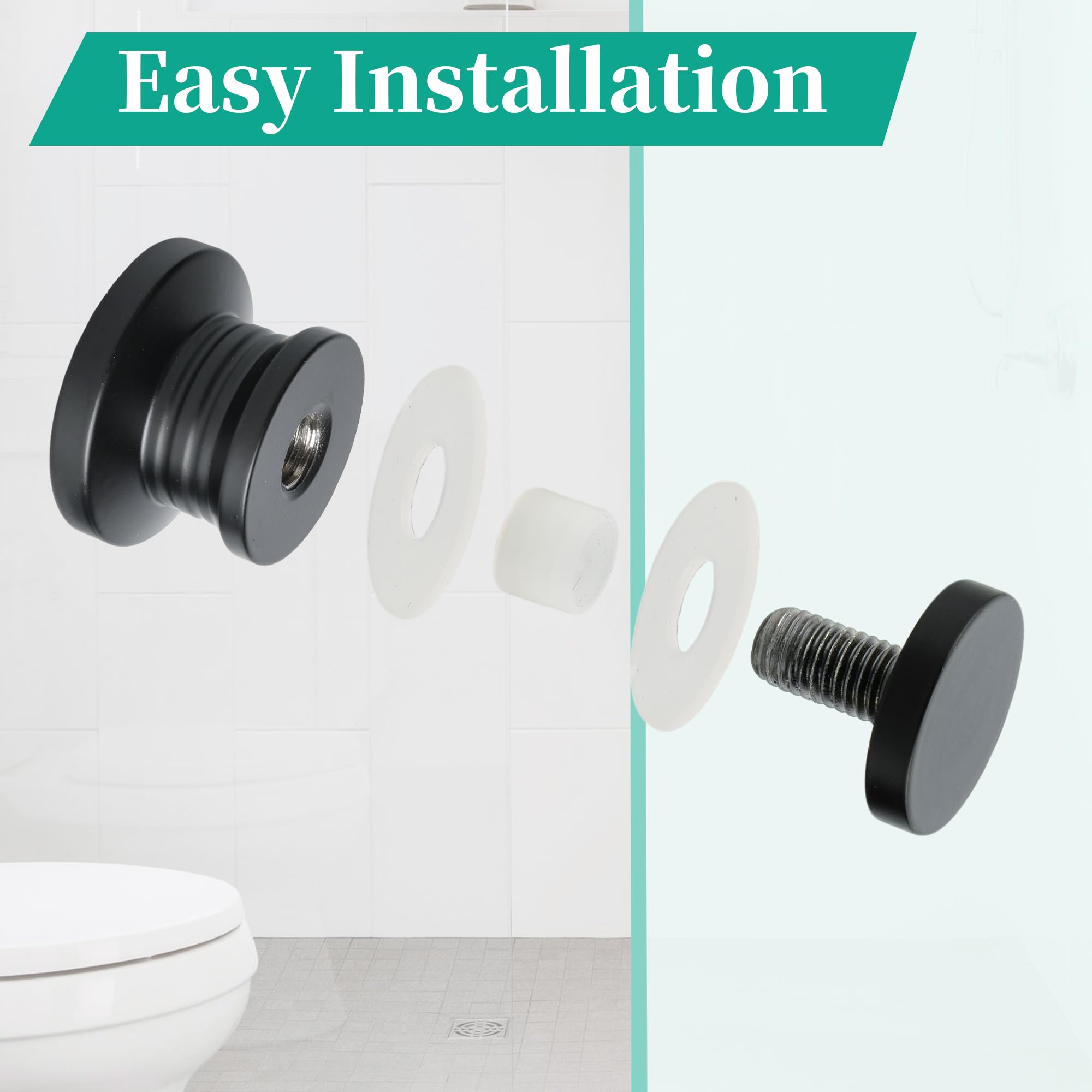 Alise Matte Black Shower Door Handle - Durable & Easy Install -6