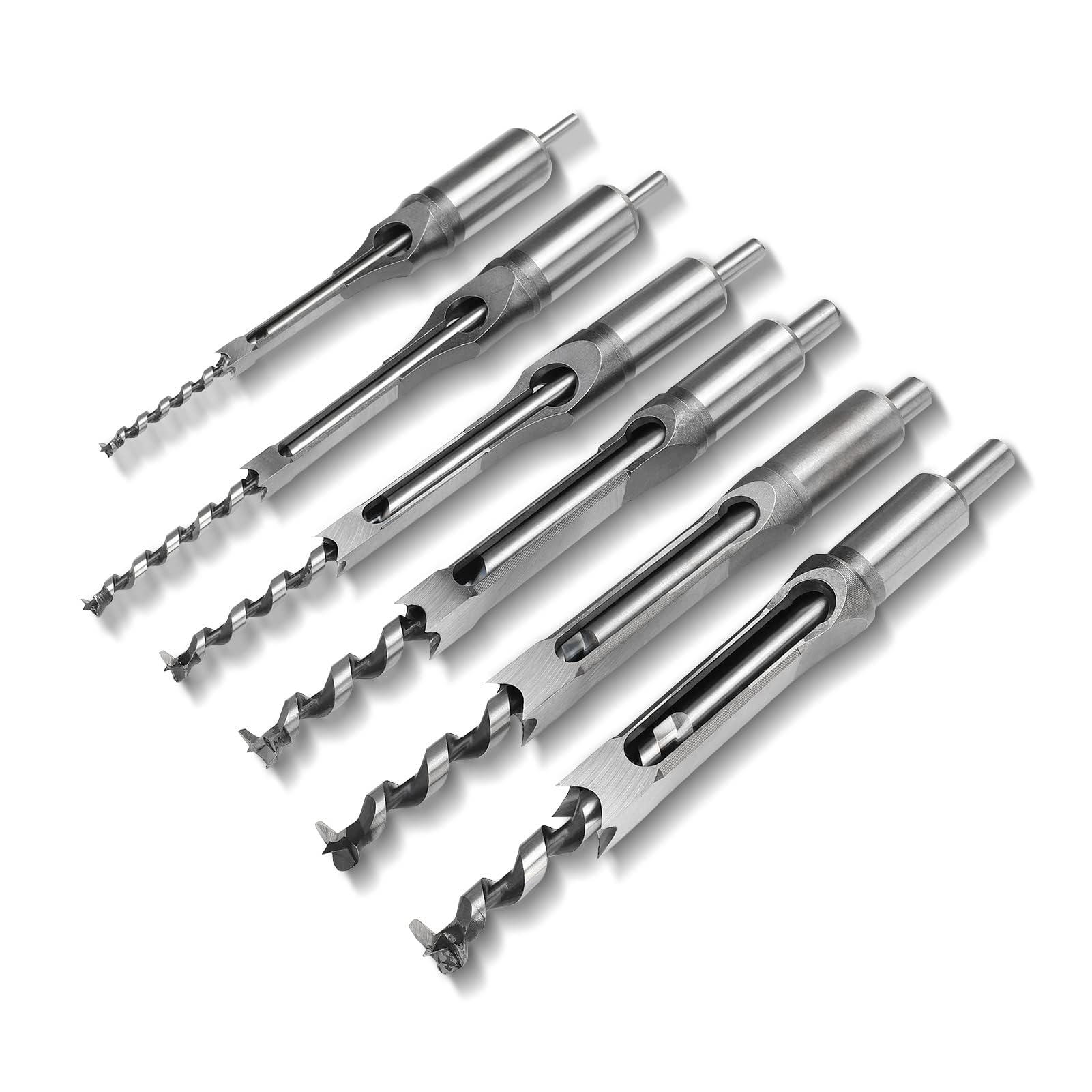 Juego de Brocas Cuadradas para Madera, 6 Piezas, 0.6-1.6 cm (1/4-5/8 pulgadas), Brocas de Mortaja