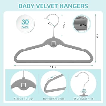 Adult Velvet Hangers 30 Pack & Baby Velvet Hangers 30 Pack