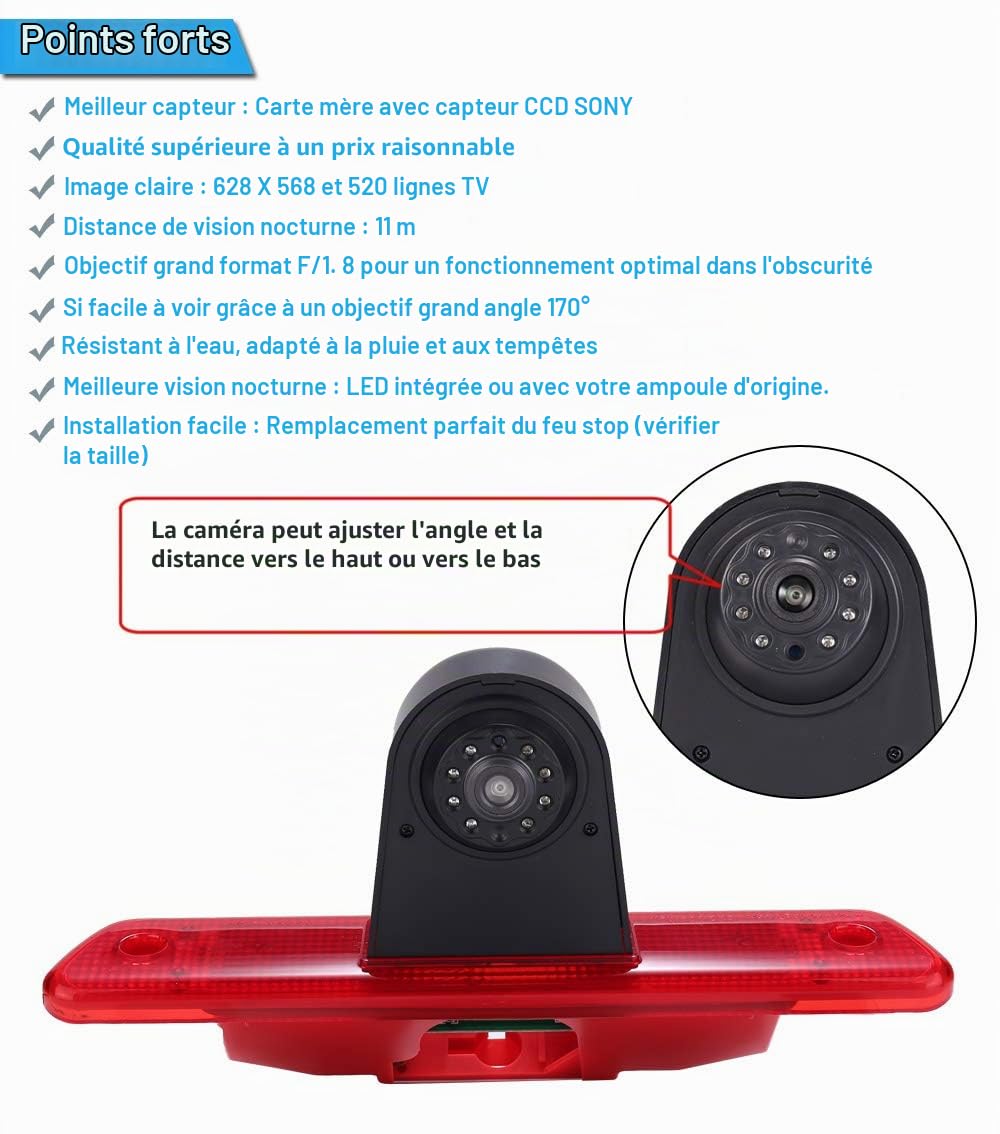 Kit de caméra de recul HD avec écran LCD de 4,3" de rechange pour Fiat Scudo Bus Box 270 272/Citroën Jumpy Dispatch Box VF7/Peugeot Expert Tepee Kasten VF3A VF3U VF3X Furgon/Toyota ProAce Diesel