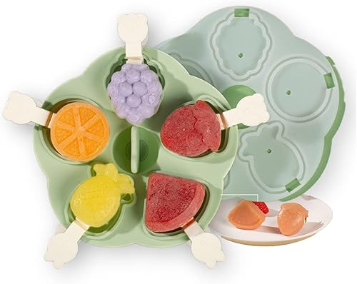 Miniatura 8 de Moldes de paletas de 5 piezas, lindas bandejas de paletas con formas de frutas, molde de silicona sin BPA para helados para congelador, hecho en