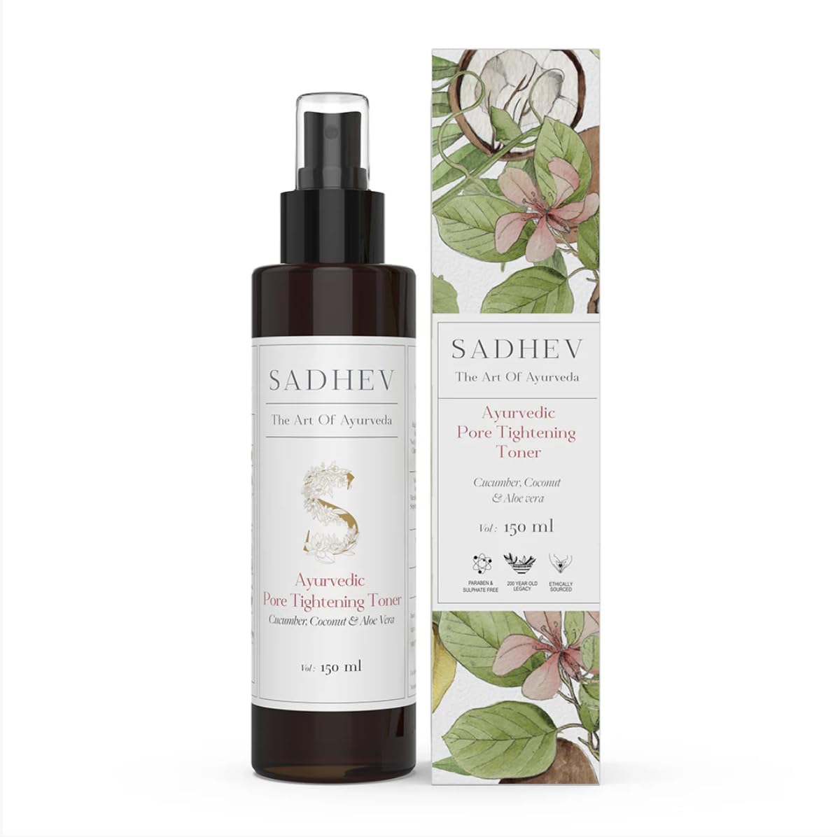 Sadhev Pore Tightening Toner with Cucumber, Aloe Vera & Rose | Ayurvedic Face Mist for Enlarged Pores | Hydrating Natural Toner, Sulphate & Paraben Free | 150ml-image-38