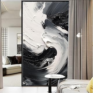 Airflow Maelstrom Window Privacy Film Coastal Minimalist Stained Glass Window Film Decorative Window Cling for Home Window&Glass Door, Sun Blocking 17.7Wx23.6L