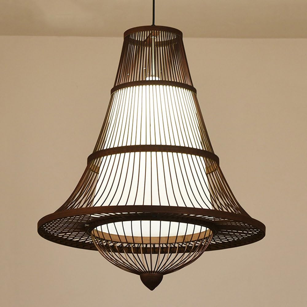 CSSYKV Japanese-Style Woven Rattan Fixture Faux Parchment Large Pendant Light Creative Wicker Rattan Art Lightings Southeast Asian Tea Rooms Dome Ceiling Lamp for Corridors, Bedrooms Light Fixtures