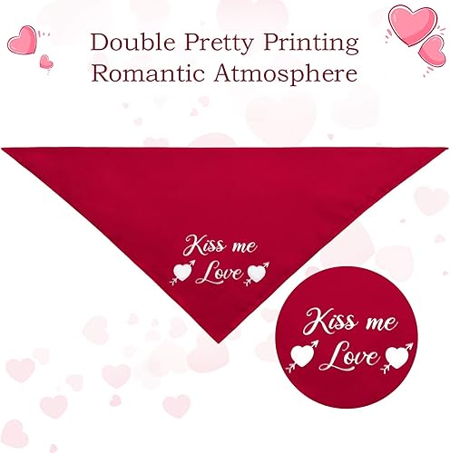 Miniatura 4 de Weewooday 2 piezas de juguetes masticables para perros para el día de San Valentín, juguetes de rosas duraderas para masticar y besos bandana para