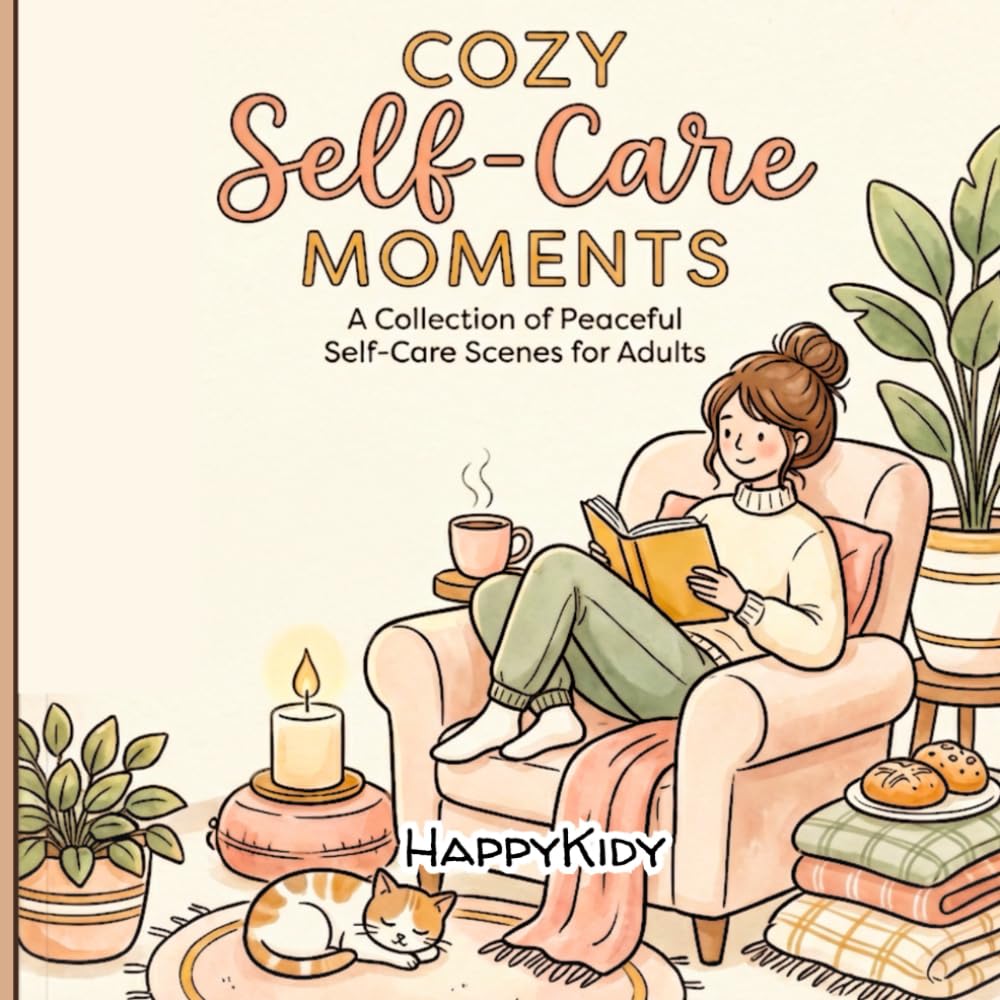 COZY SELF-CARE MOMENTS: A Collection of Peaceful Self-Care Scenes for Adults