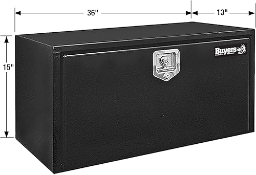 Vista 138 de Buyers Products 1704305 - Caja de acero negro para debajo de la carrocería con cierre de asa en T bloqueable, 24 x 24 x 36 pulgadas, fabricada