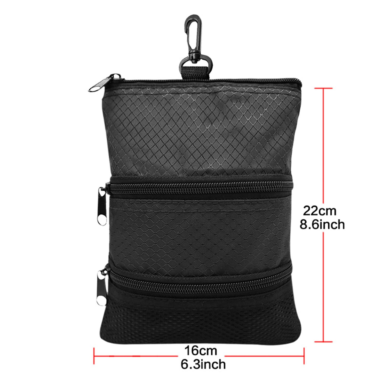 Beutel mit Ausrüstungsclip für Herren und Damen, leicht, mehrere Taschen, Reißverschluss Haken für die Tasche, Golfbälle, Golf Handtasche, Ballreiniger, Handtuch, Bürste, Beutel, Ball Werkzeug