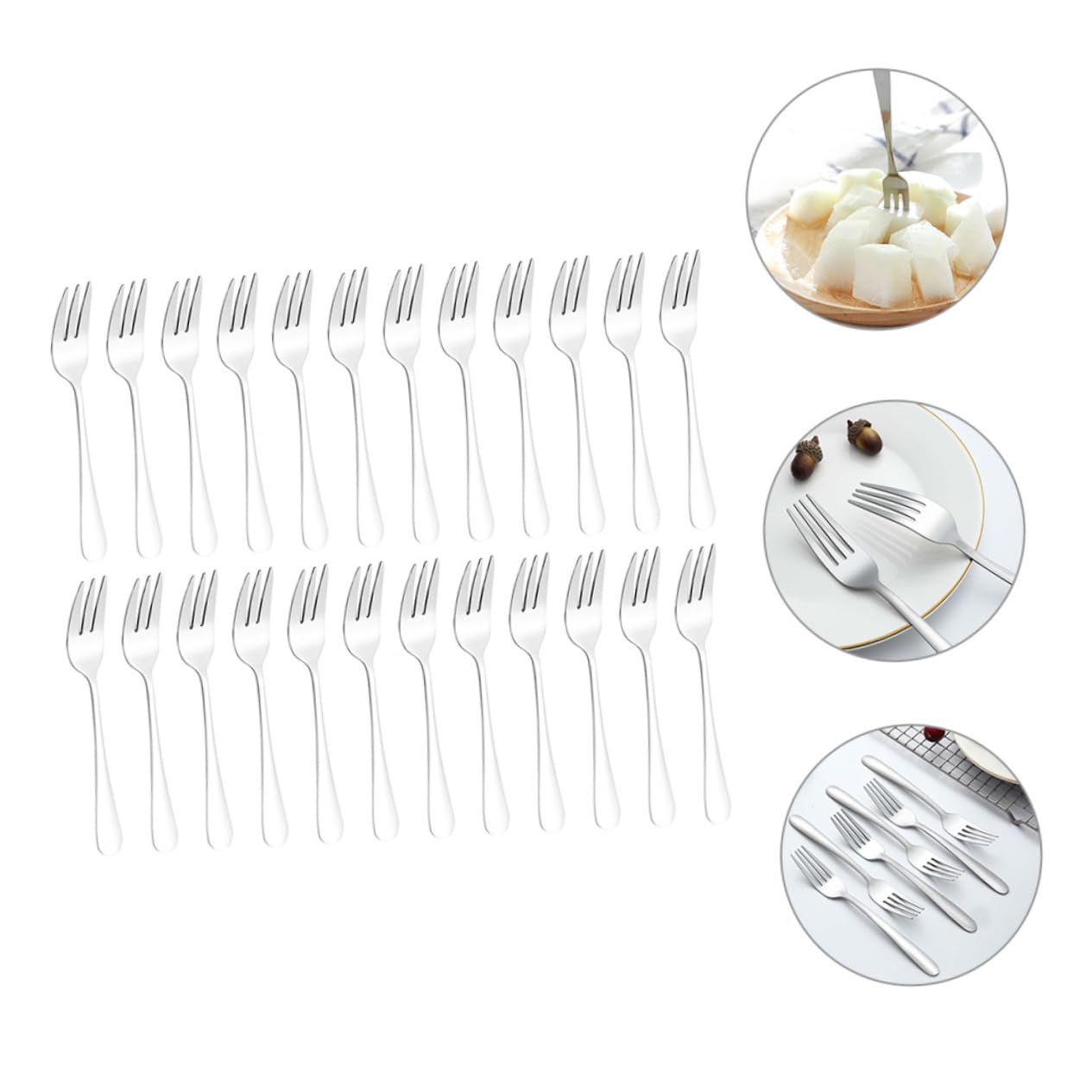 LABRIMP 24piezas Tenedor De Postre Acero Inoxidable Diseño Elegante Para Tartas Frutas Cumpleaños Resistente